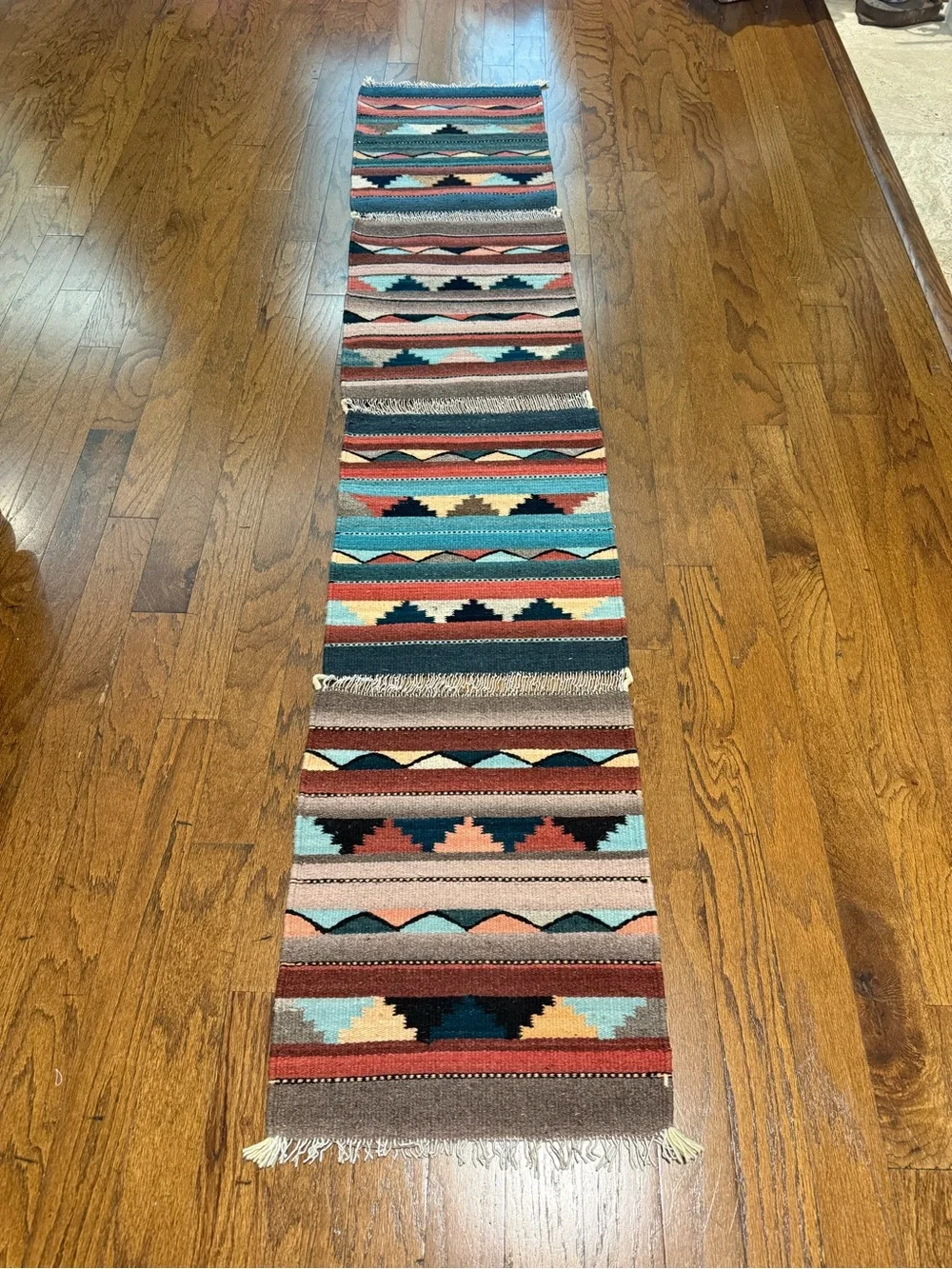 Vintage Southwestern Hand Woven Wool Table Runner Rug 16